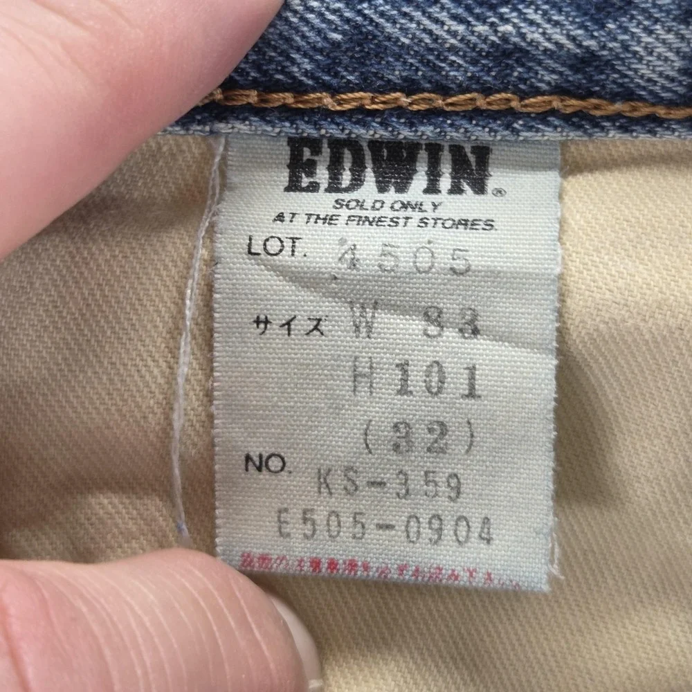 Vintage Edwin Jeans Mens Blue Selvedge 505X Straight Button Fly Fits 32x32